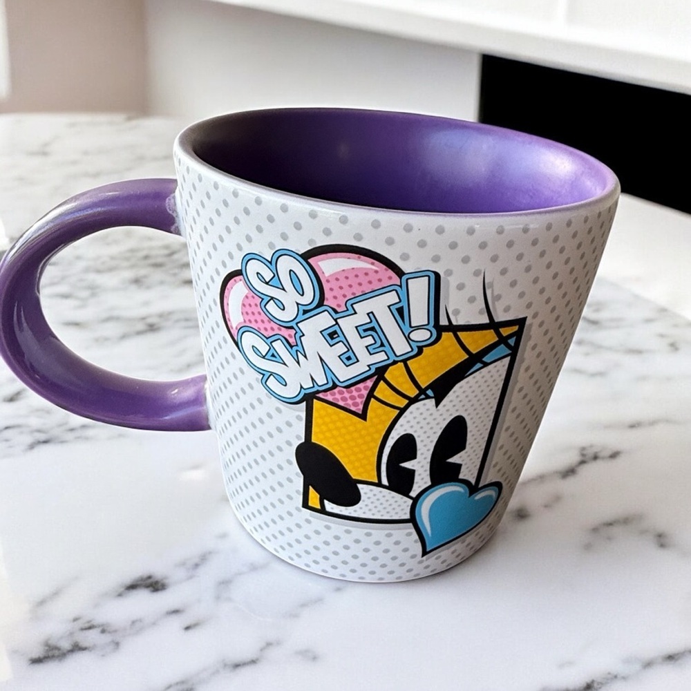 Disney Parks Minnie Mouse "So Sweet" Pop Art Mug White Purple - Picture 2 of 3